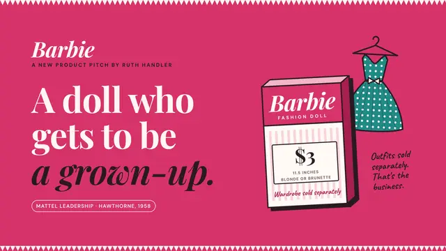 Barbie deck, slide 1: A doll who gets to be a grown-up.