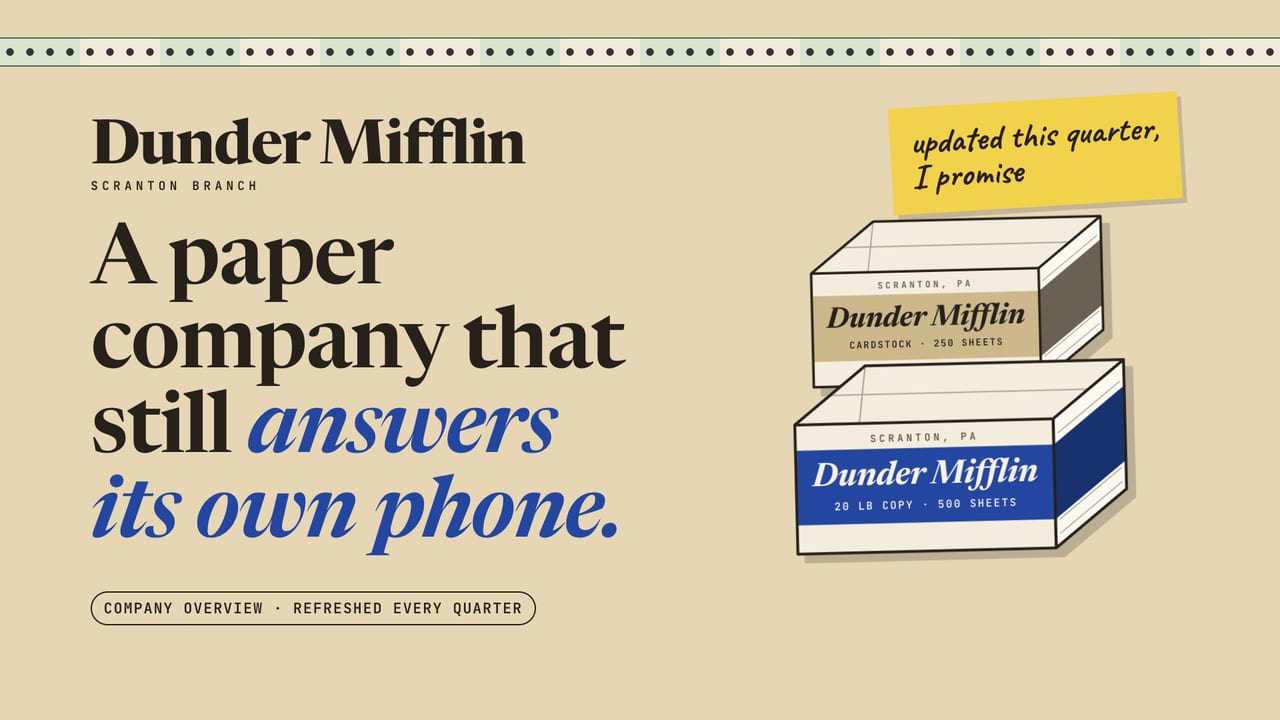 Dunder Mifflin deck, first slide