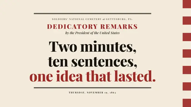 Abraham Lincoln deck, slide 1: Two minutes, ten sentences, one idea that lasted.