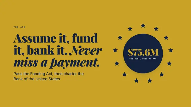 Alexander Hamilton deck, slide 12: Assume it, fund it, bank it. Never miss a payment.