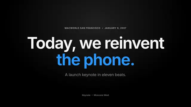 Apple deck, slide 1: Today, we reinvent the phone.