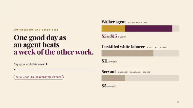Madam C. J. Walker deck, slide 7: One good day as an agent beats a week of the other work.
