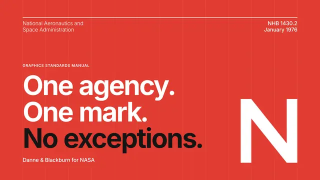 NASA deck, slide 1: One agency. One mark. No exceptions.