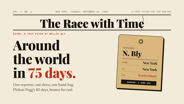 Nellie Bly deck, slide 1: Around the world in 75 days.