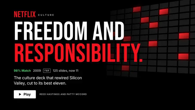 Netflix deck, slide 1: Freedom and responsibility.