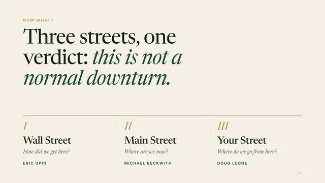 Sequoia deck, slide 2: Three streets, one verdict: this is not a normal downturn.