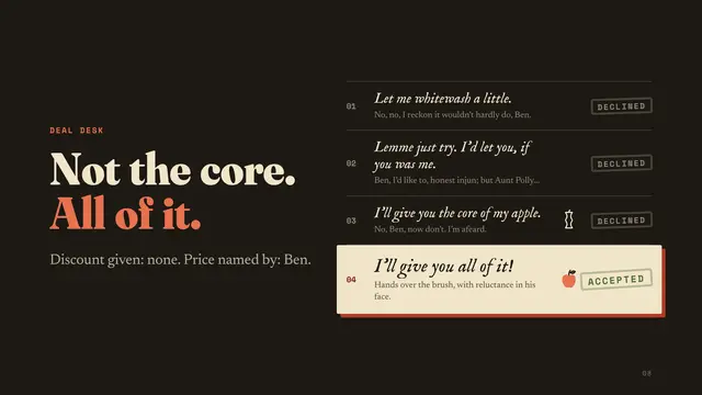 Tom Sawyer deck, slide 8: Not the core. All of it.