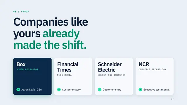 Zuora deck, slide 9: Companies like yours already made the shift.